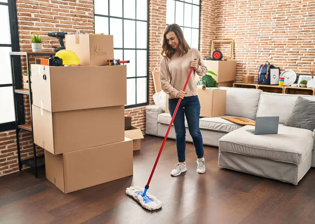 cleaner giving move out cleaning service