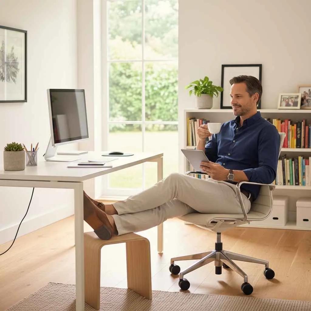 professional relaxing in a clean home office