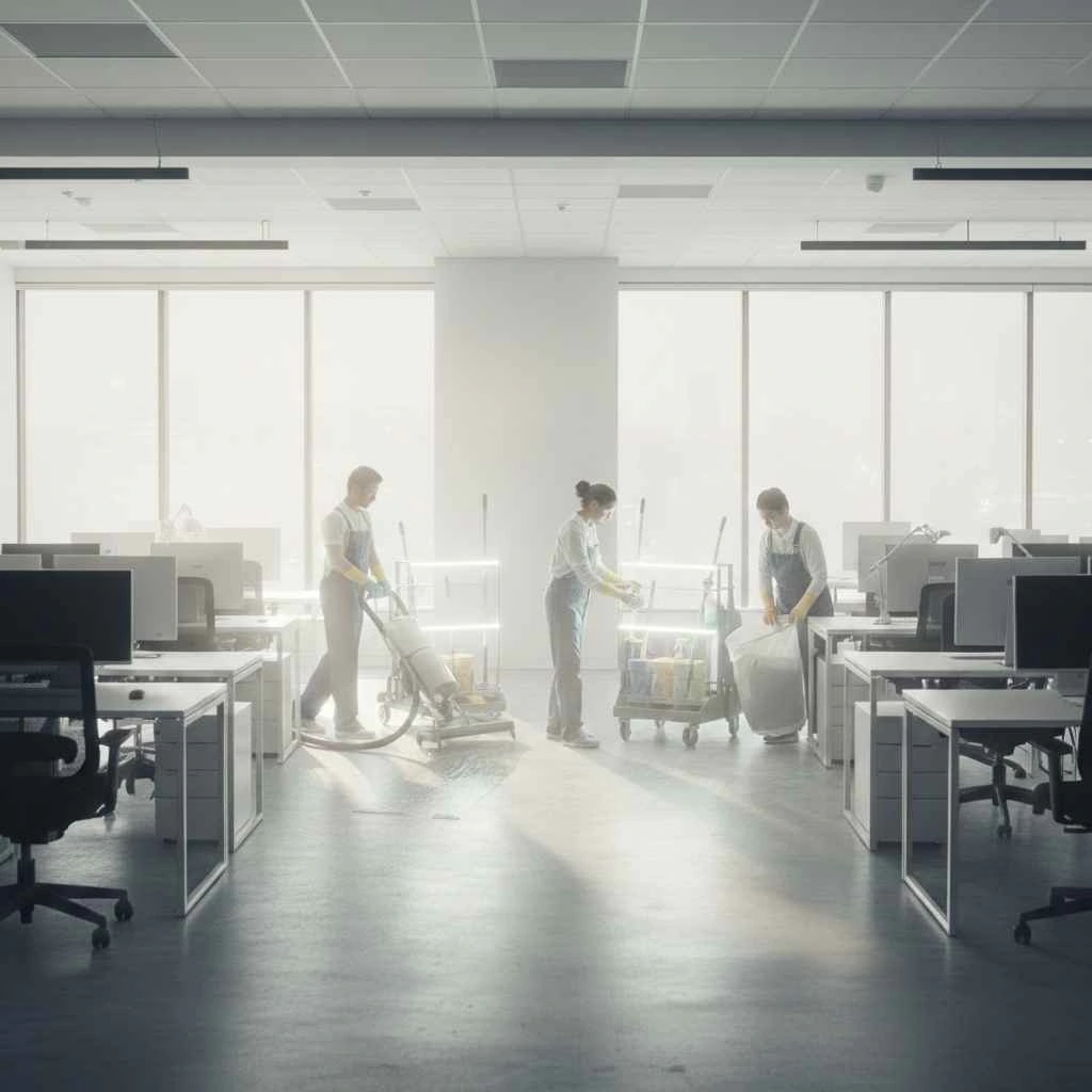 cleaners working after office hours