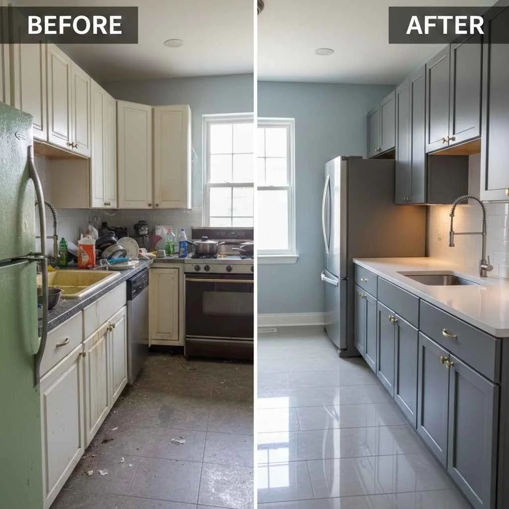 renovated kitchen cleaned professionally