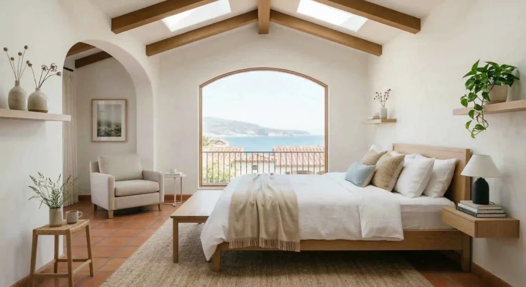 neatly organized bedroom with clean bedding and clutter-free surfaces