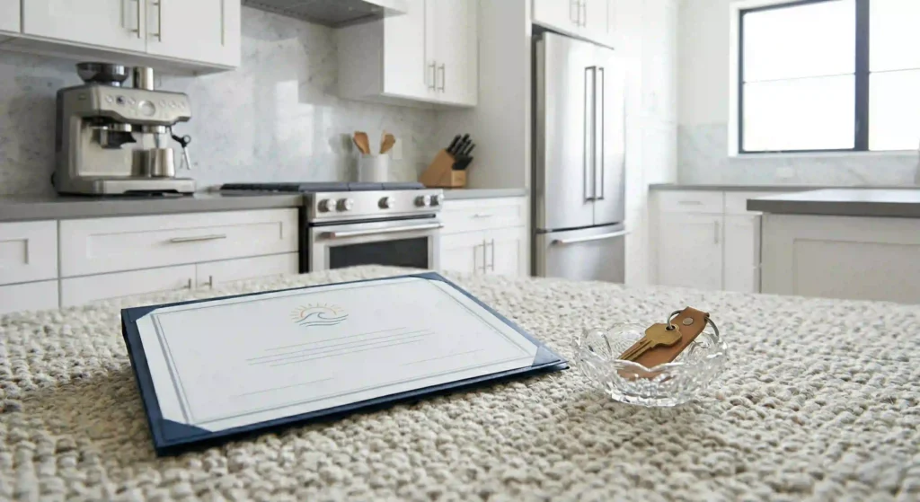 spotless kitchen with clean cabinets and appliances