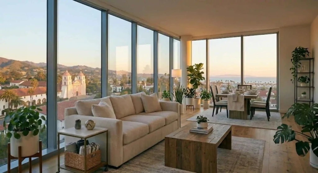 clean Santa Barbara living room with natural light