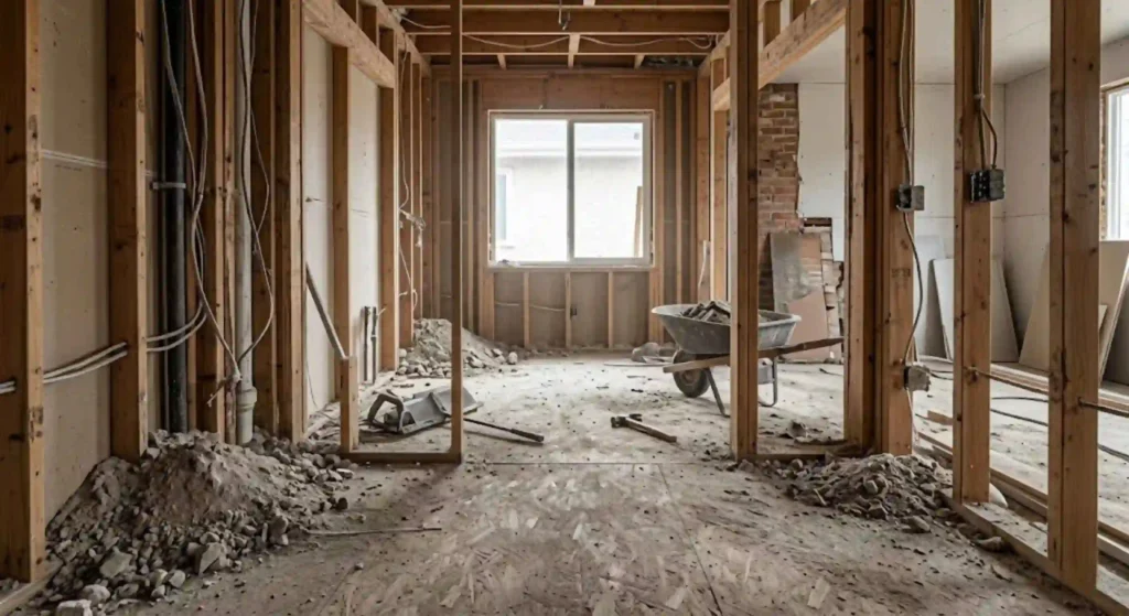 dusty construction site interior