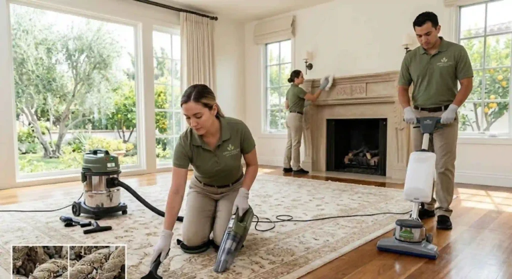 professional cleaning team at work