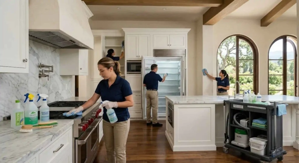 Eco-friendly kitchen cleaning during a Montecito move out service