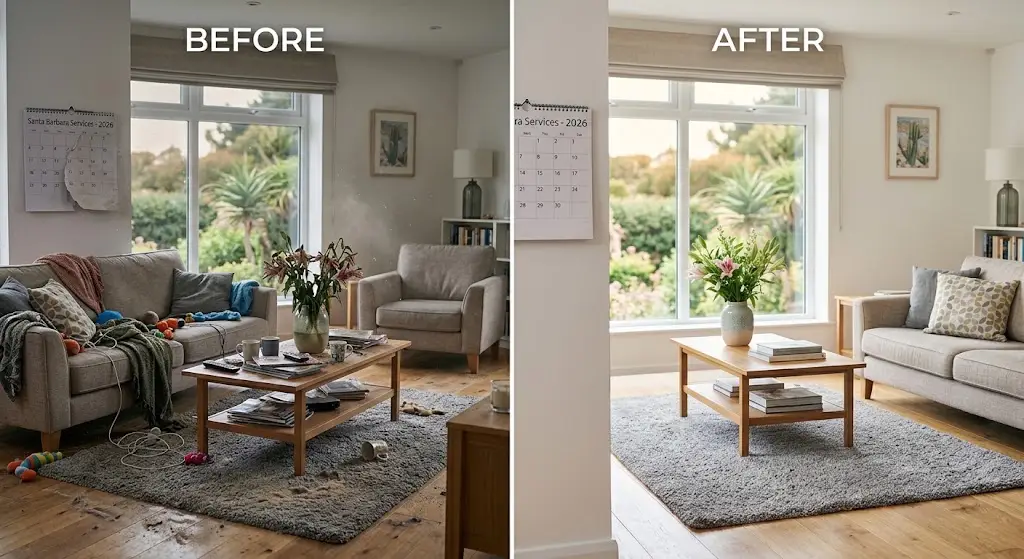 Freshly cleaned Santa Barbara home after professional residential cleaning