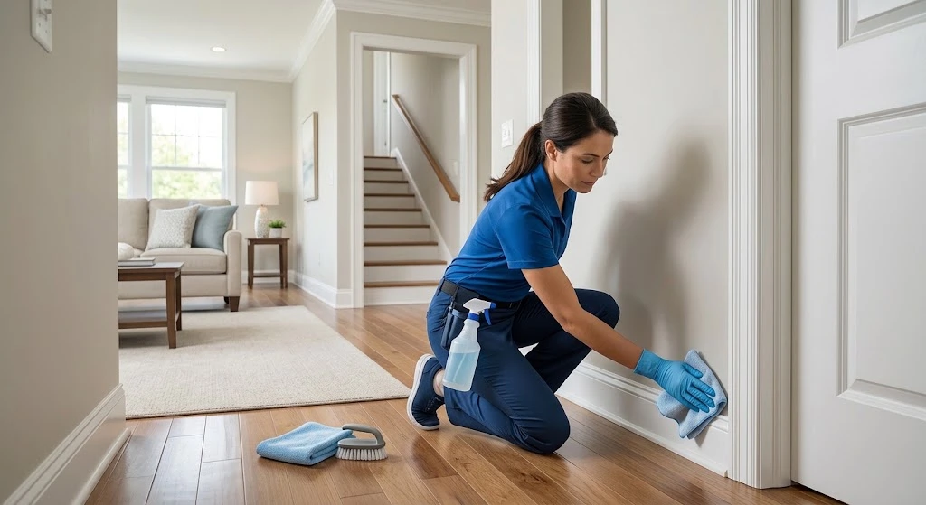 Professional deep cleaning house service cleaning baseboards in Santa Barbara